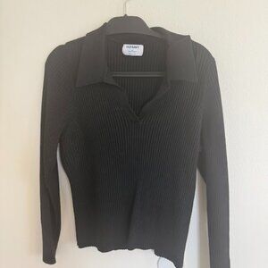 Old Navy Black Collared Long Sleeve Sweater XXL